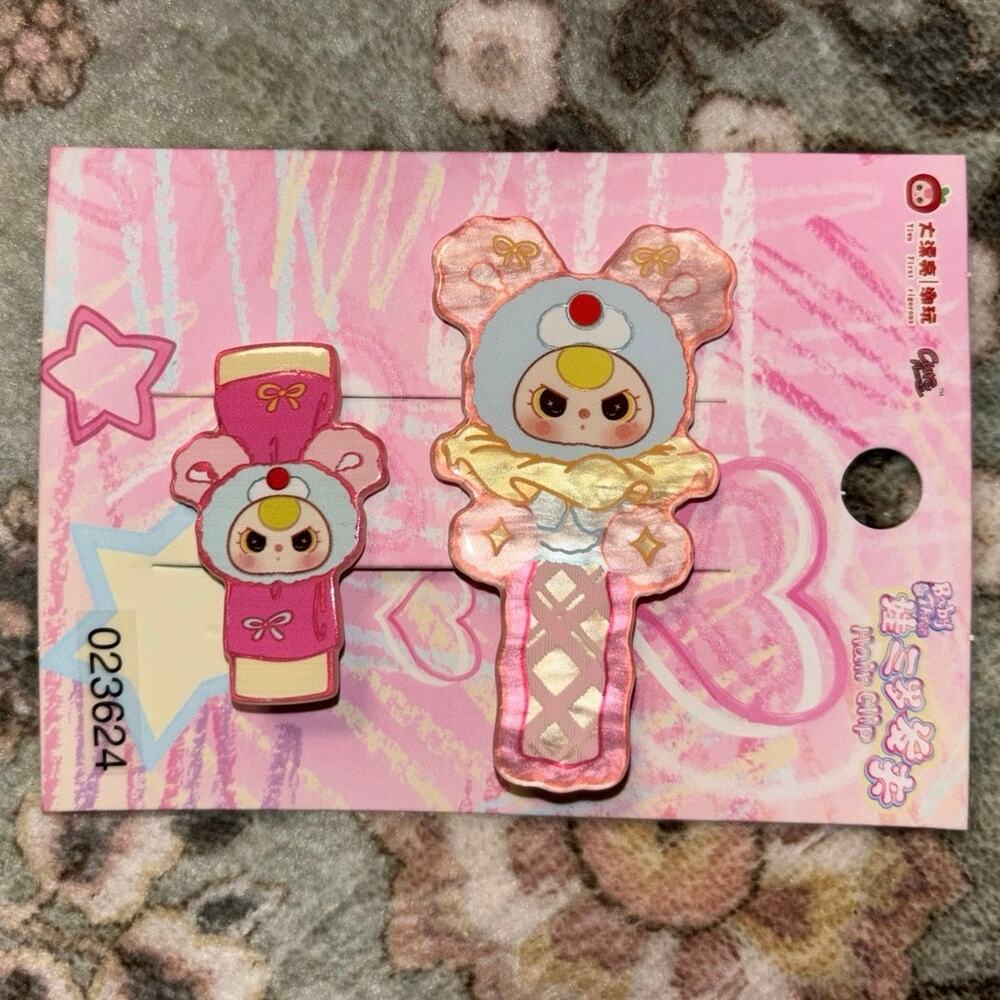 Baby Three Ice cream bear Hair Clips set